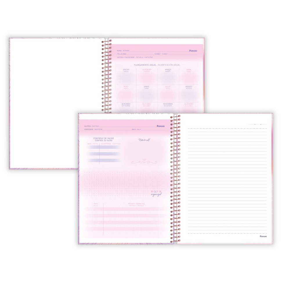 Caderno com Espiral Universitário Blush 10 Matérias Foroni - #8