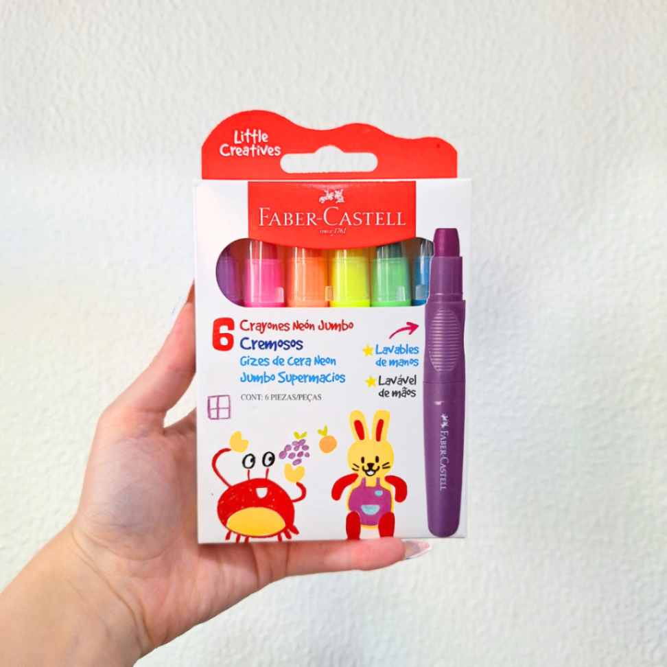 Giz de Cera Retrátil Super Macio 6 Cores Neon Little Creatives Faber-Castell - #4