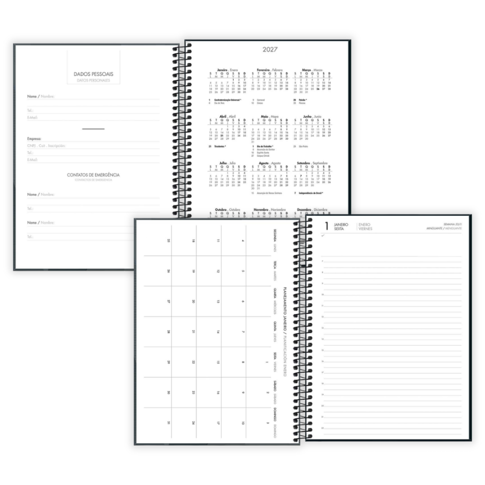 Agenda com Espiral Executiva Diária Grande Spot Neutra 2027 Tilibra - #4