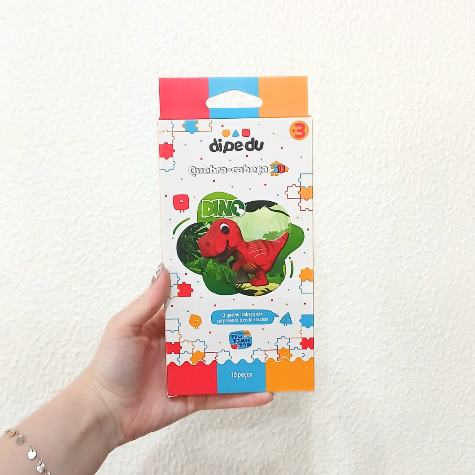 Quebra-Cabeça 3D Dino 18 Peças Dipedu BRW - #4