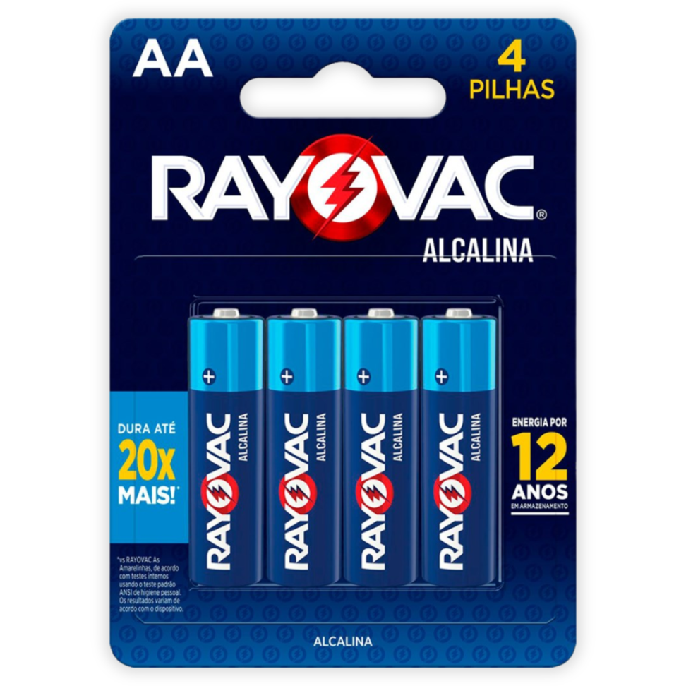 Pilha Alcalina AA 4 Unidades Rayovac