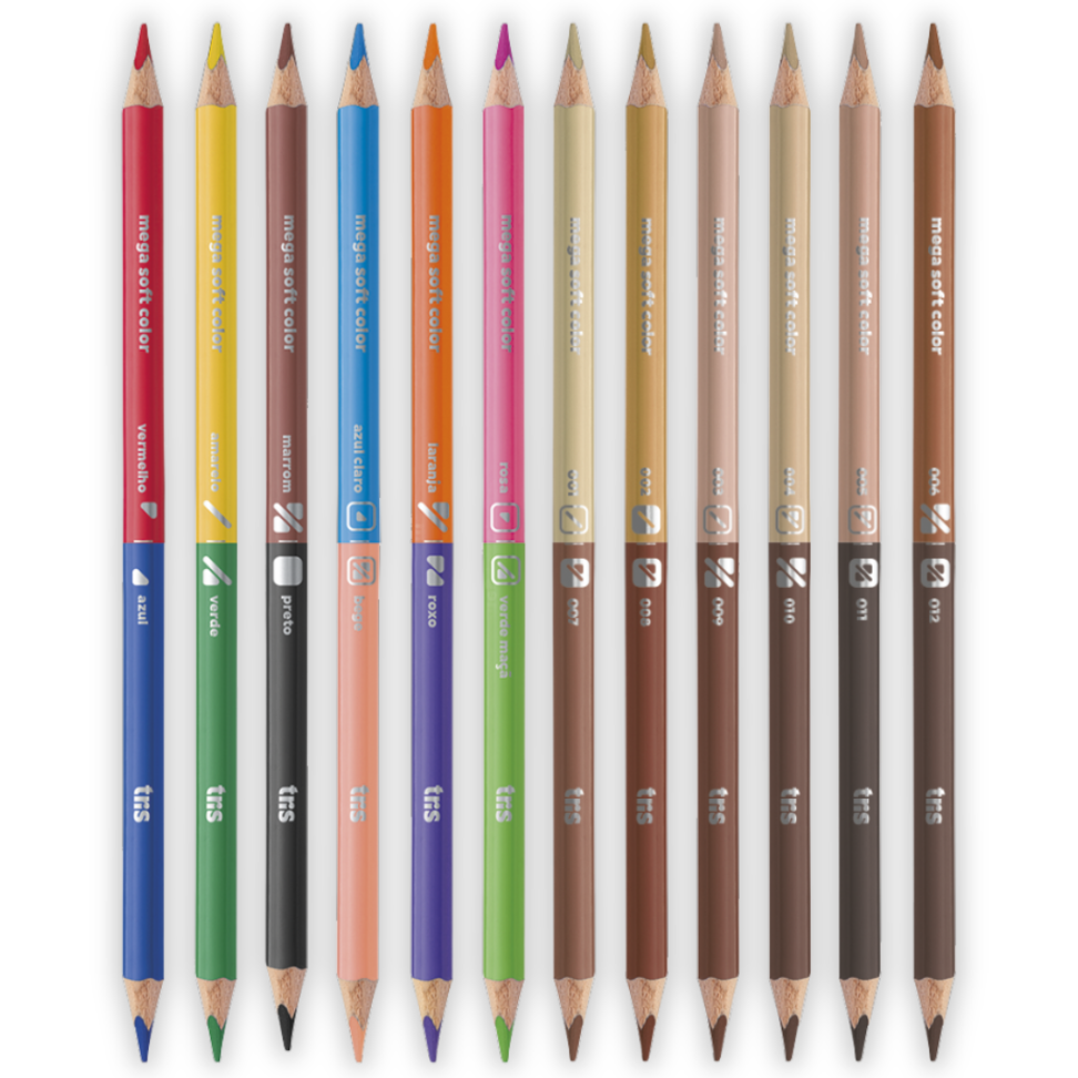 Lápis de Cor Bicolor 24 Cores Clássicos + Metálicos + Neon Mega Color ADD Tris - #2