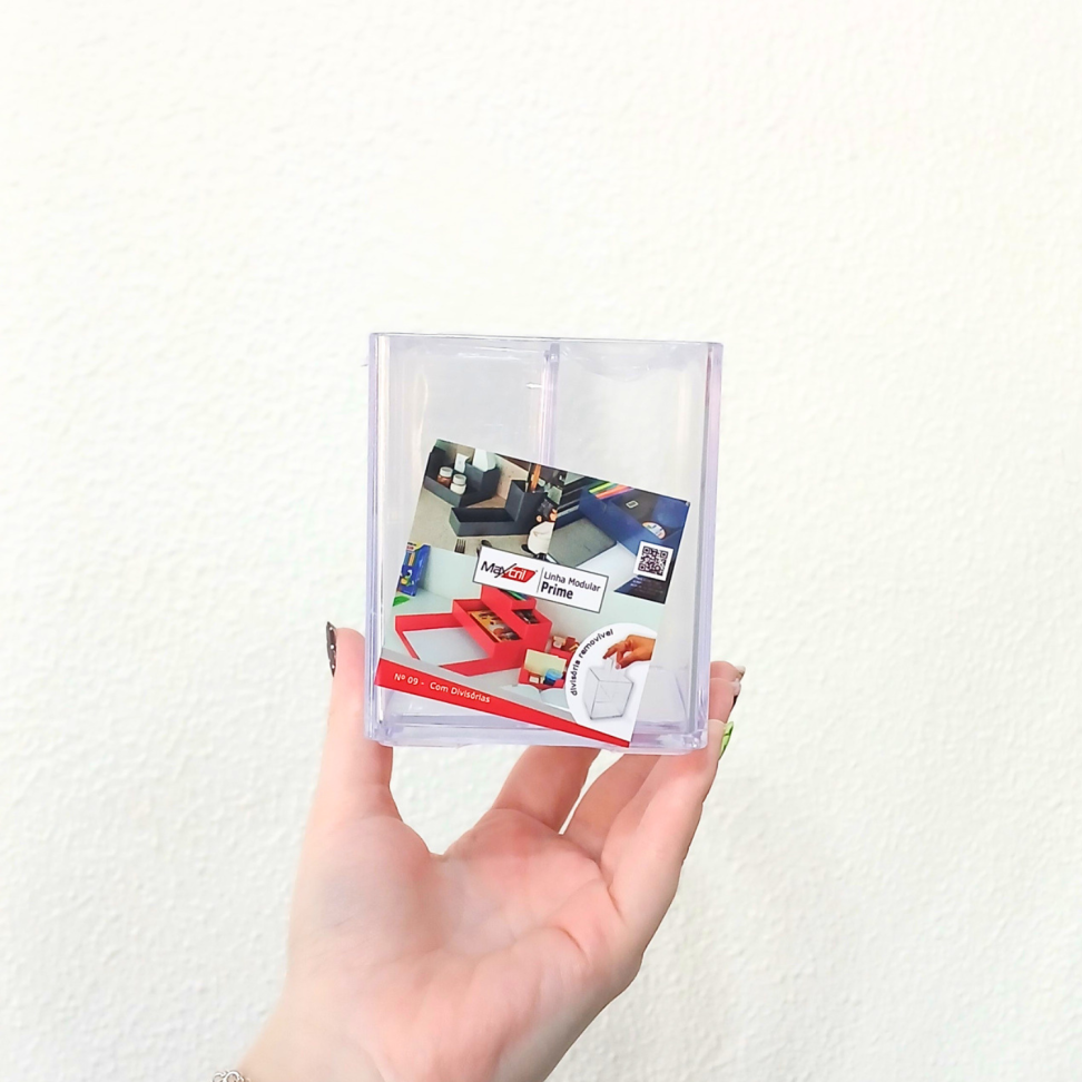 Porta Canetas Acrílico com Divisória Móvel Cristal Maxcril - #3