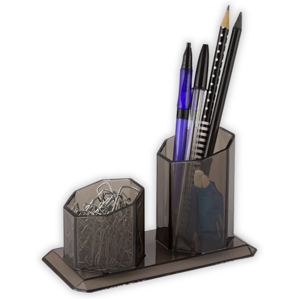 Porta Canetas Acrílico Duplo Fumê Maxcril - #2