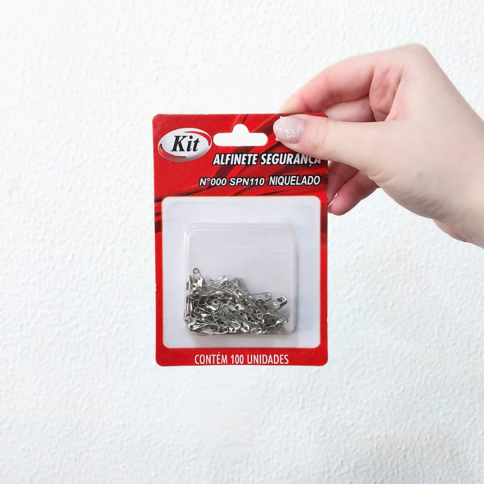 Alfinete de Segurança Joaninha para Costura N.000 100 Unidades Niquelado Kit - #3