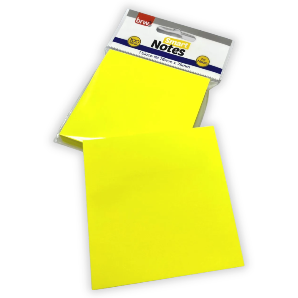 Bloco Smart Notes 76mm x 76mm Amarelo Neon 100 Folhas BRW