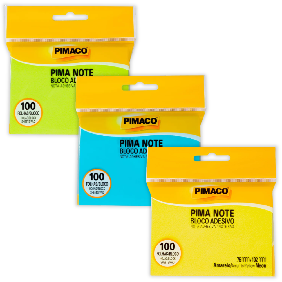 Bloco Adesivo Pima Note 76mm x 102mm Neon Pimaco
