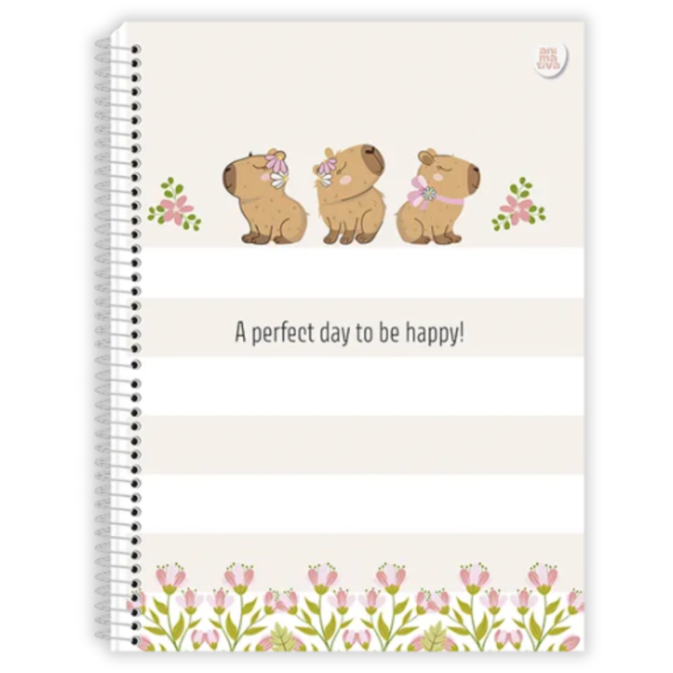 Caderno com Espiral Universitário Capycuties 1 Matéria Animativa - #1