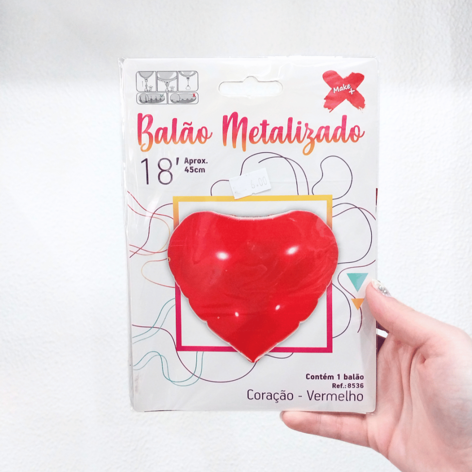 Balão Metalizado 45cm Coração Vermelho Make+ - #3