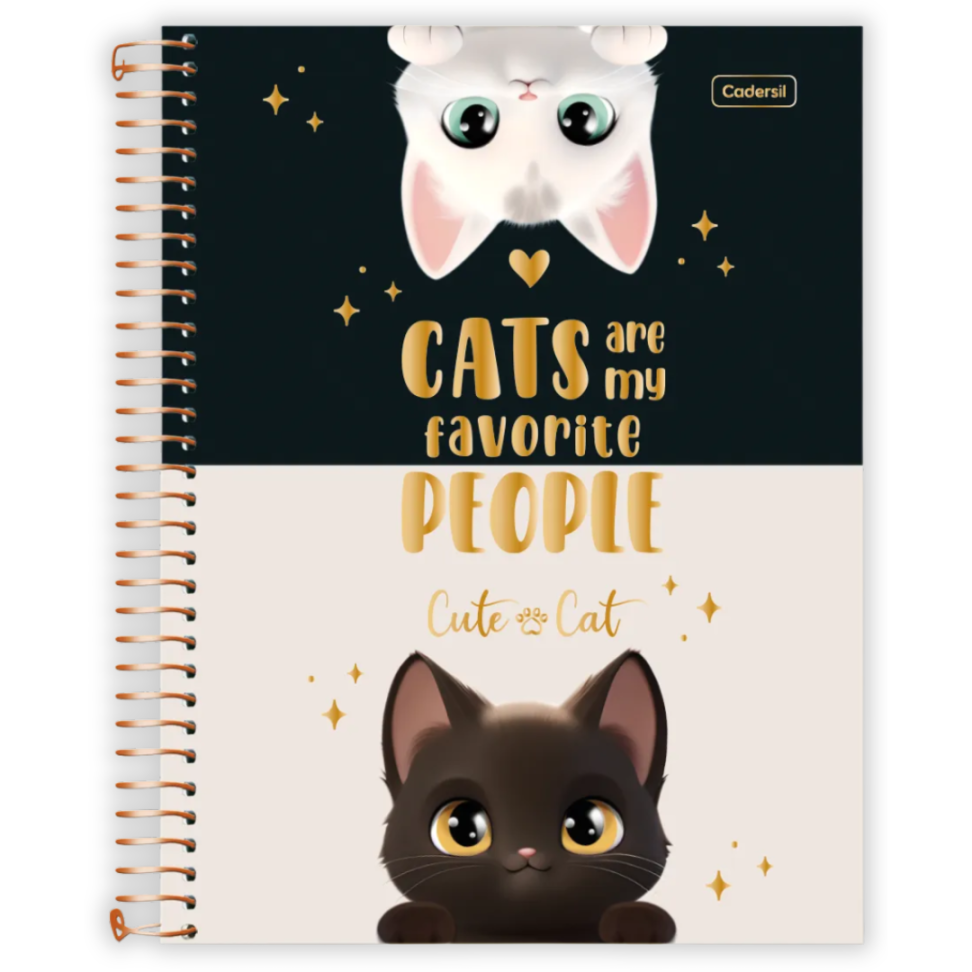 Caderno com Espiral Universitário Cute Cat 1 Matéria Cadersil - #3