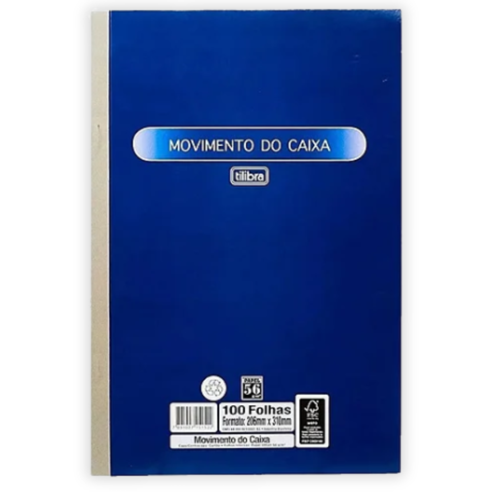 Livro Movimento do Caixa 206mm x 310mm 6x9 100 Folhas Tilibra