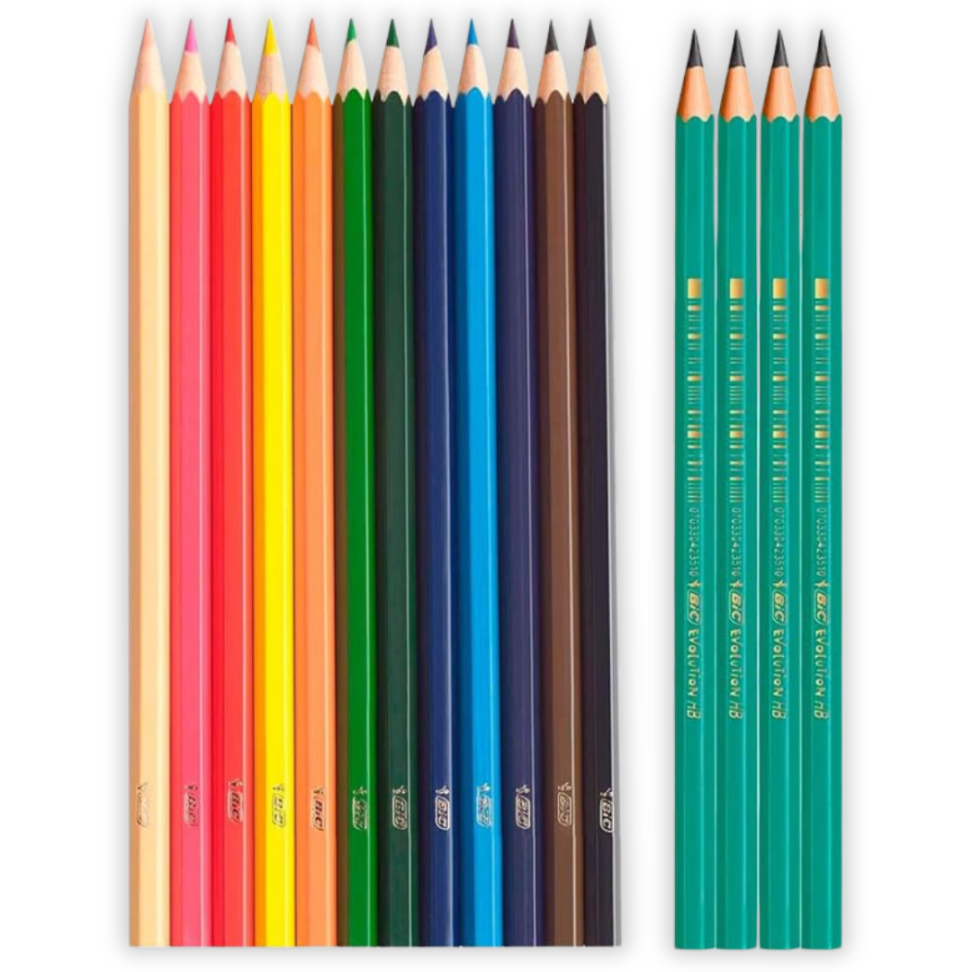Lápis de Cor 12 Cores + 4 Lápis de Escrever Evolution Bic - #2