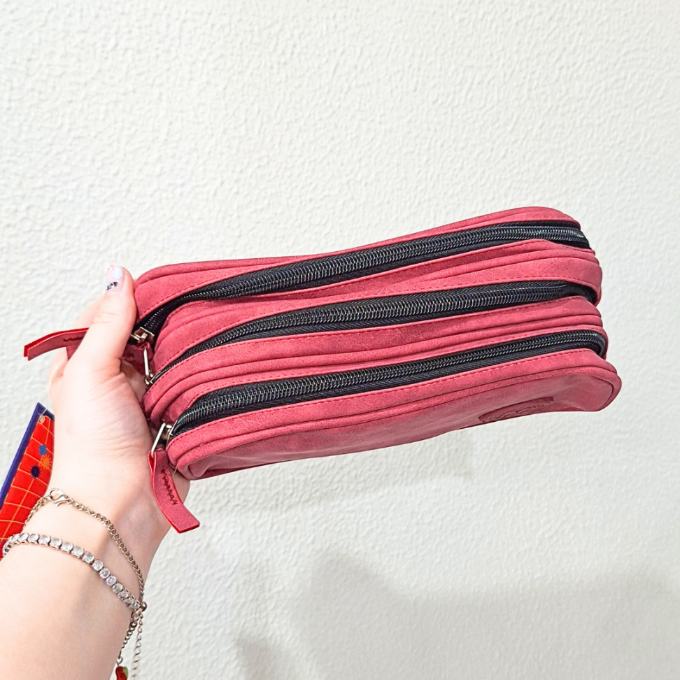 Estojo Triplo Camurça Vermelho Packn'Go - #1