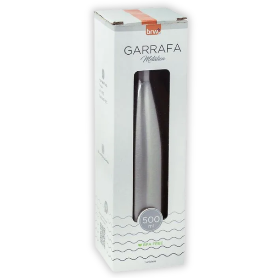 Garrafa Metálica Inox Aço Escovado 500ml BRW - #1