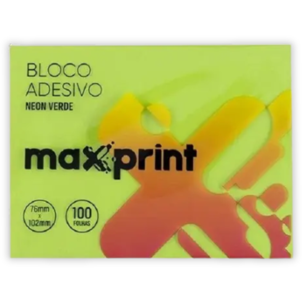 Bloco Adesivo 76mm x 102mm Neon 100 Folhas Maxprint - #3
