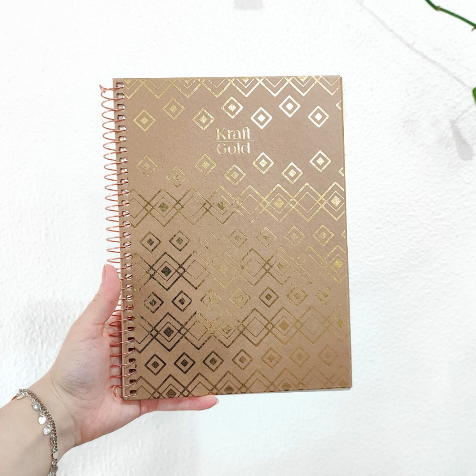 Caderno com Espiral Colegial Kraft Gold 1 Matéria Jandaia - #1