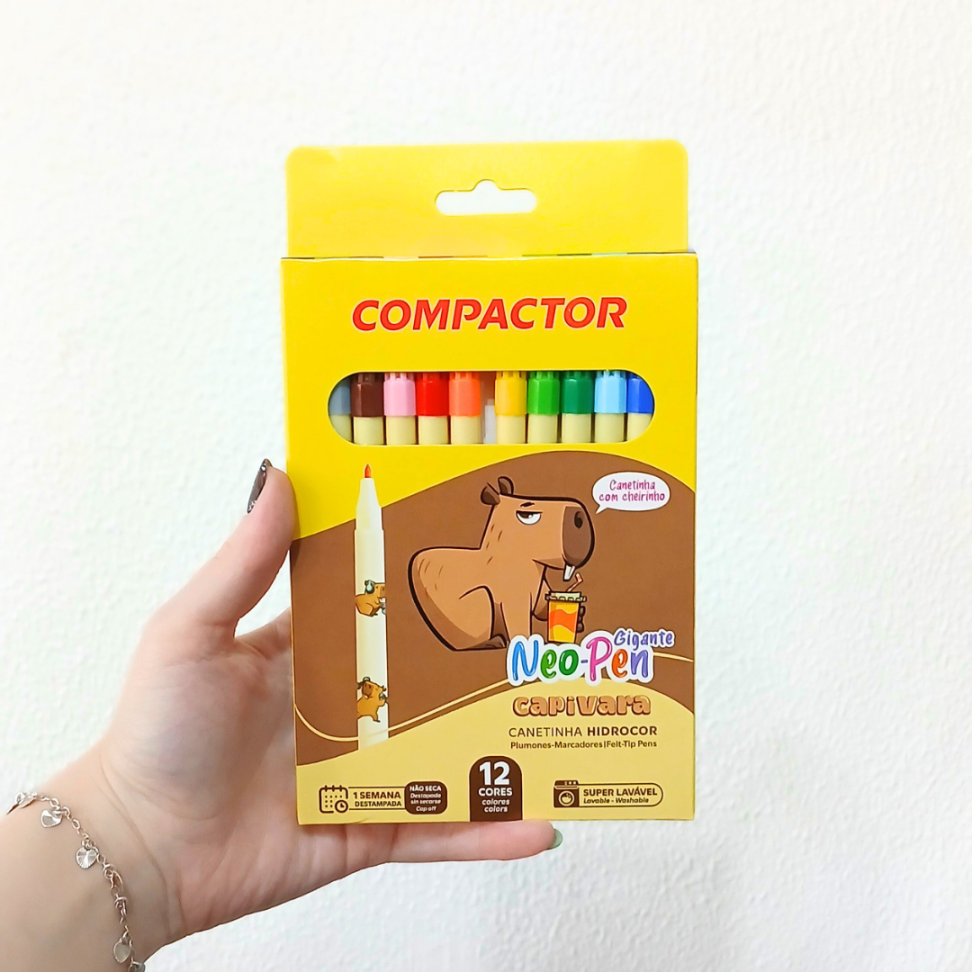 Canetinha Hidrográfica 12 Cores Gigante Neo-Pen Capivara com Cheirinho Compactor - #3