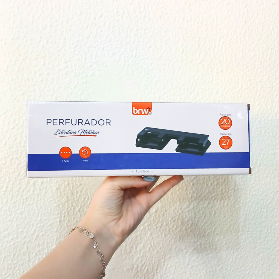 Perfurador 4 Furos 20 Folhas Estrutura Metálica BRW - #4