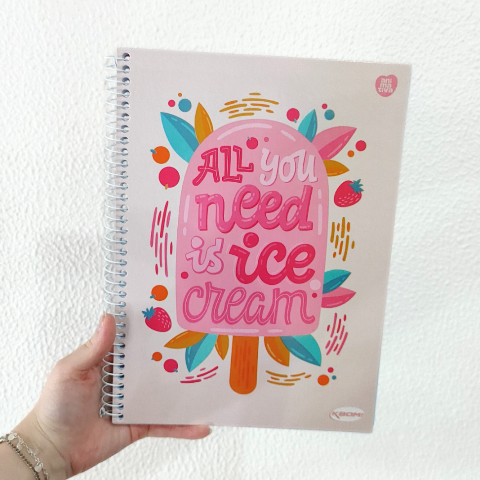 Caderno com Espiral Universitário KBom! Feminino 1 Matéria Animativa - #16