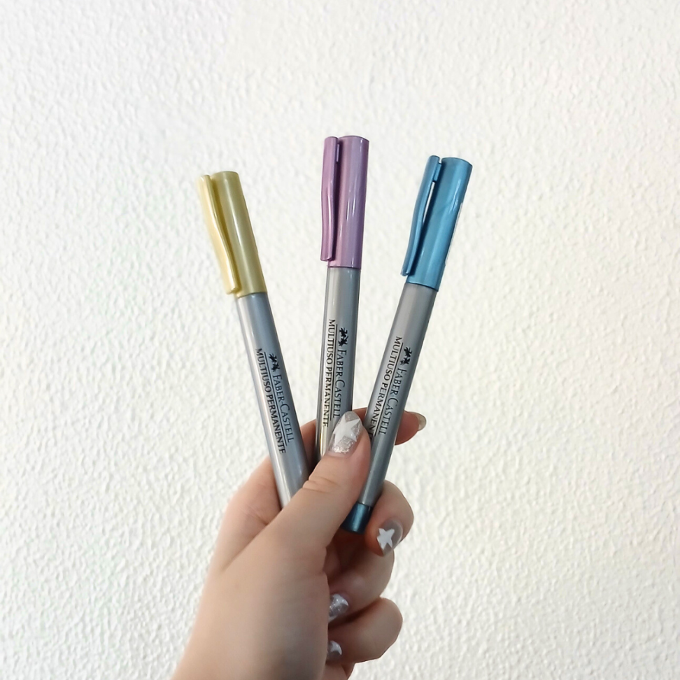 Caneta Multiuso Permanente Média Metálica Faber-Castell - #5