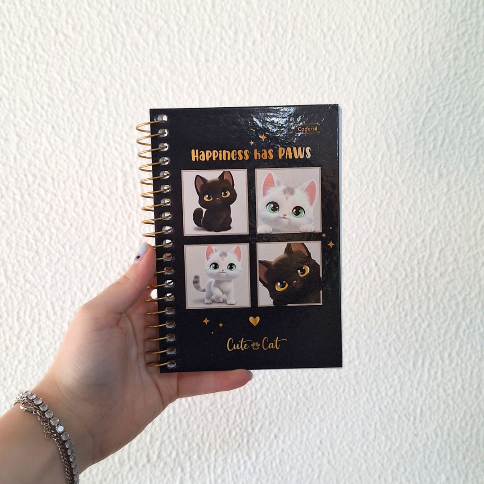 Caderneta com Espiral Cute Cat Cadersil - #7