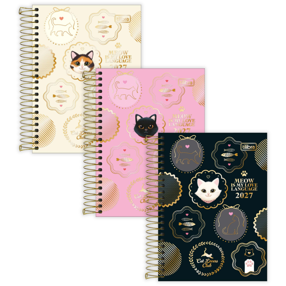 Agenda com Espiral Diária Mini Purrfect Cats 2027 Tilibra