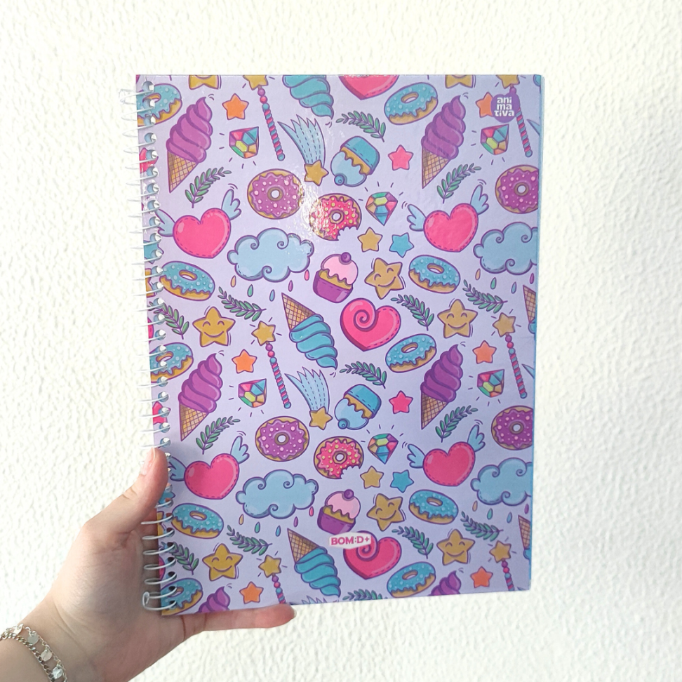 Caderno com Espiral Universitário Bom D+ Feminino 1 Matéria Animativa - #10