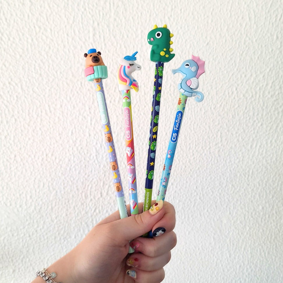 Lápis Grafite de Escrever com Borracha Ponteira Animais  Fantasia CiS - #6
