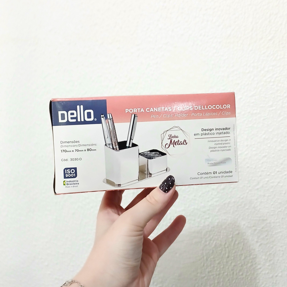 Porta Canetas Duplo Acrílico Linha Metais Color Dello - #3