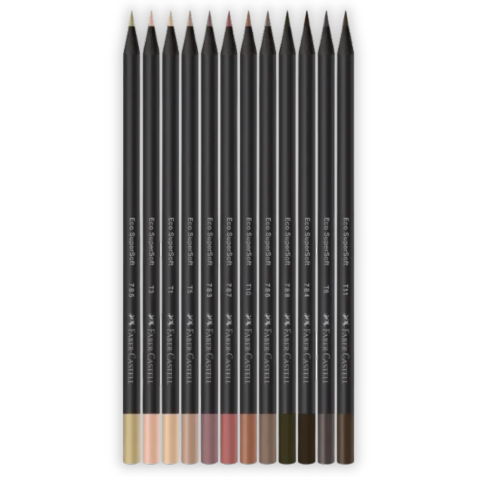 Lápis de Cor Eco SuperSoft 12 Cores Tons de Pele Faber-Castell - #1