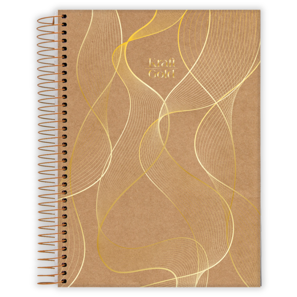 Caderno com Espiral Colegial Kraft Gold 1 Matéria Jandaia - #1