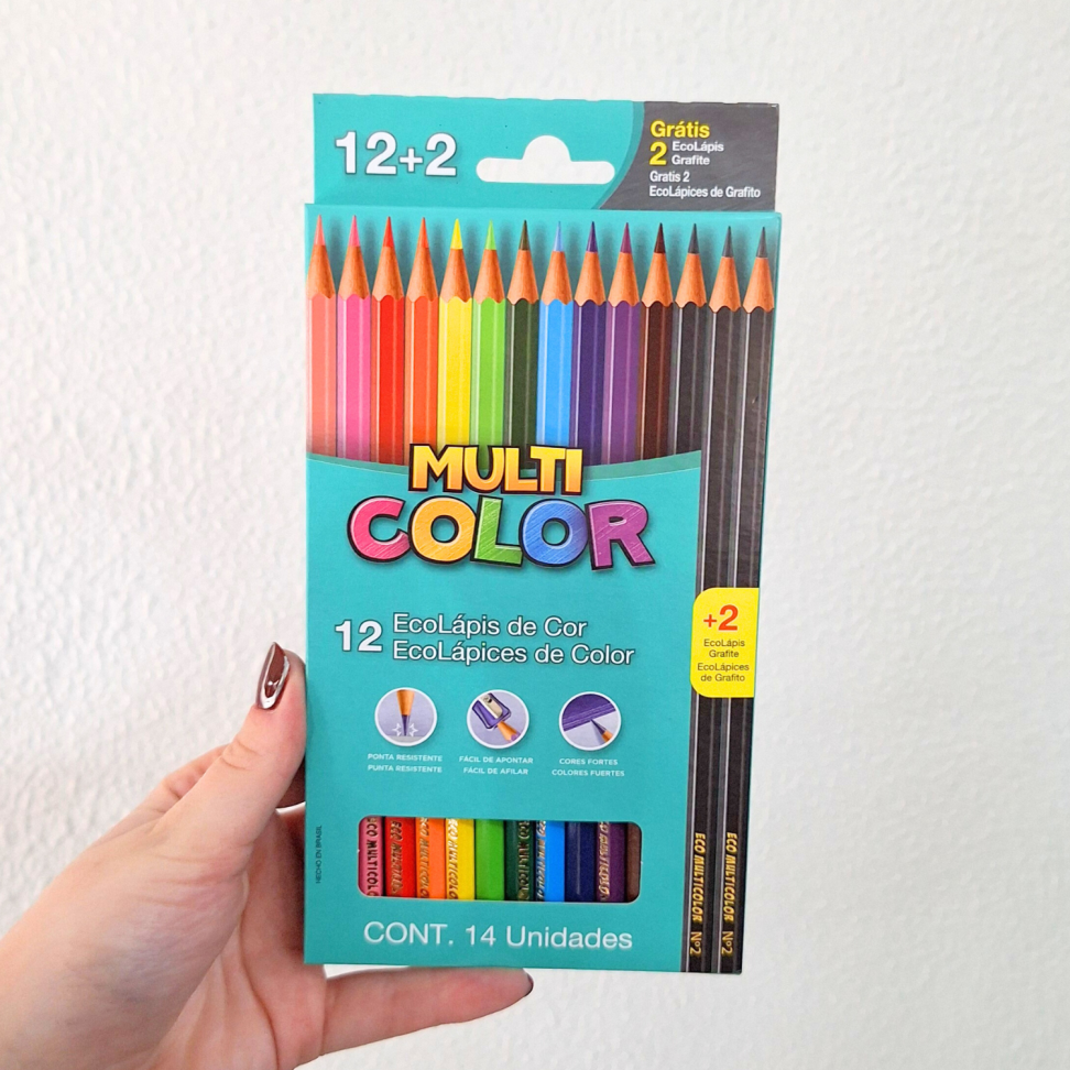 Lápis de Cor 12 Cores + 2 Lápis Grafite Multicolor - #1