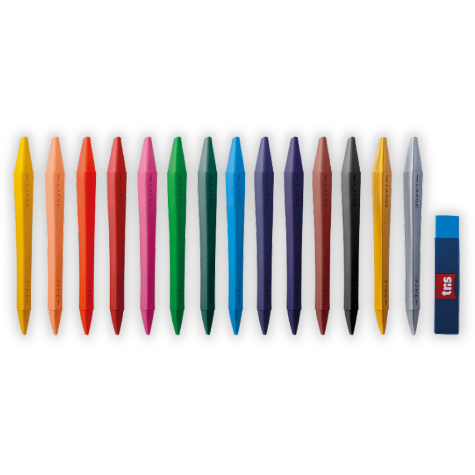 Giz de Cera Apagável 12 Cores Clássicas + 2 Metálicas + 1 Borracha Tris - #2