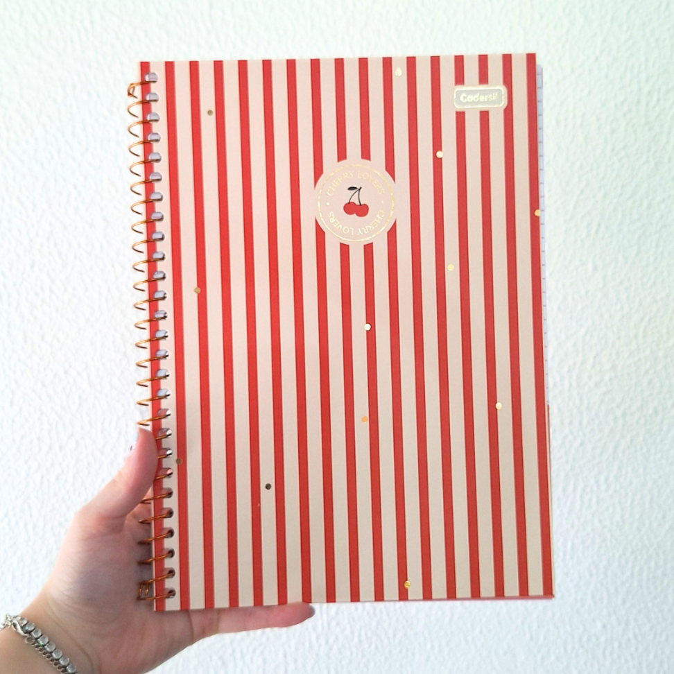 Caderno com Espiral Universitário Cherry Lovers 1 Matéria Cadersil - #9