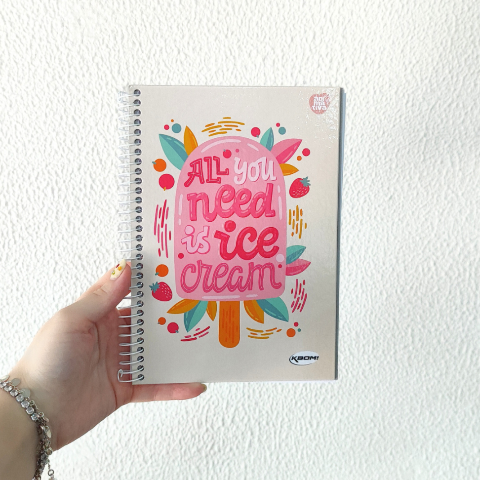 Caderno com Espiral Pequeno 1/4 KBom! Feminino Animativa - #1