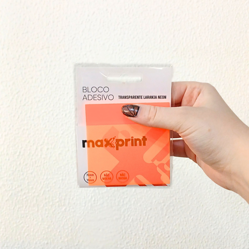 Bloco Adesivo Transparente 76mm x 76mm Neon Maxprint - #7