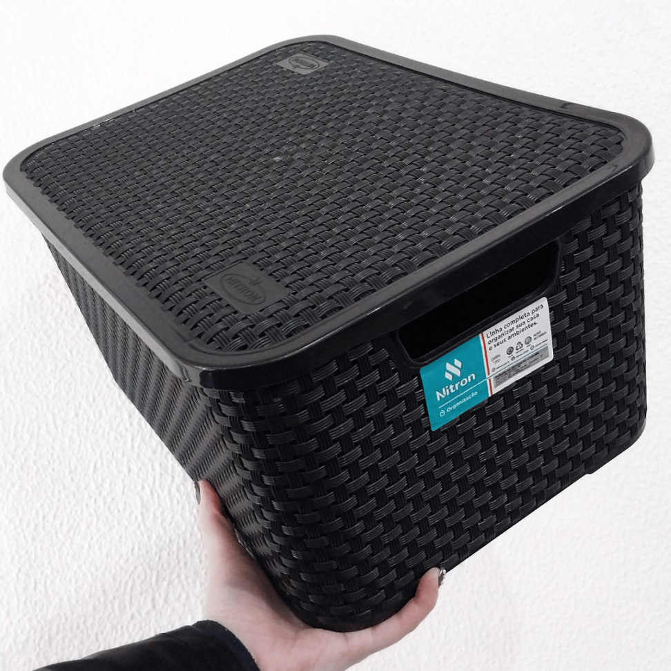 Caixa Organizadora Rattan Preto 16L Nitron - #4
