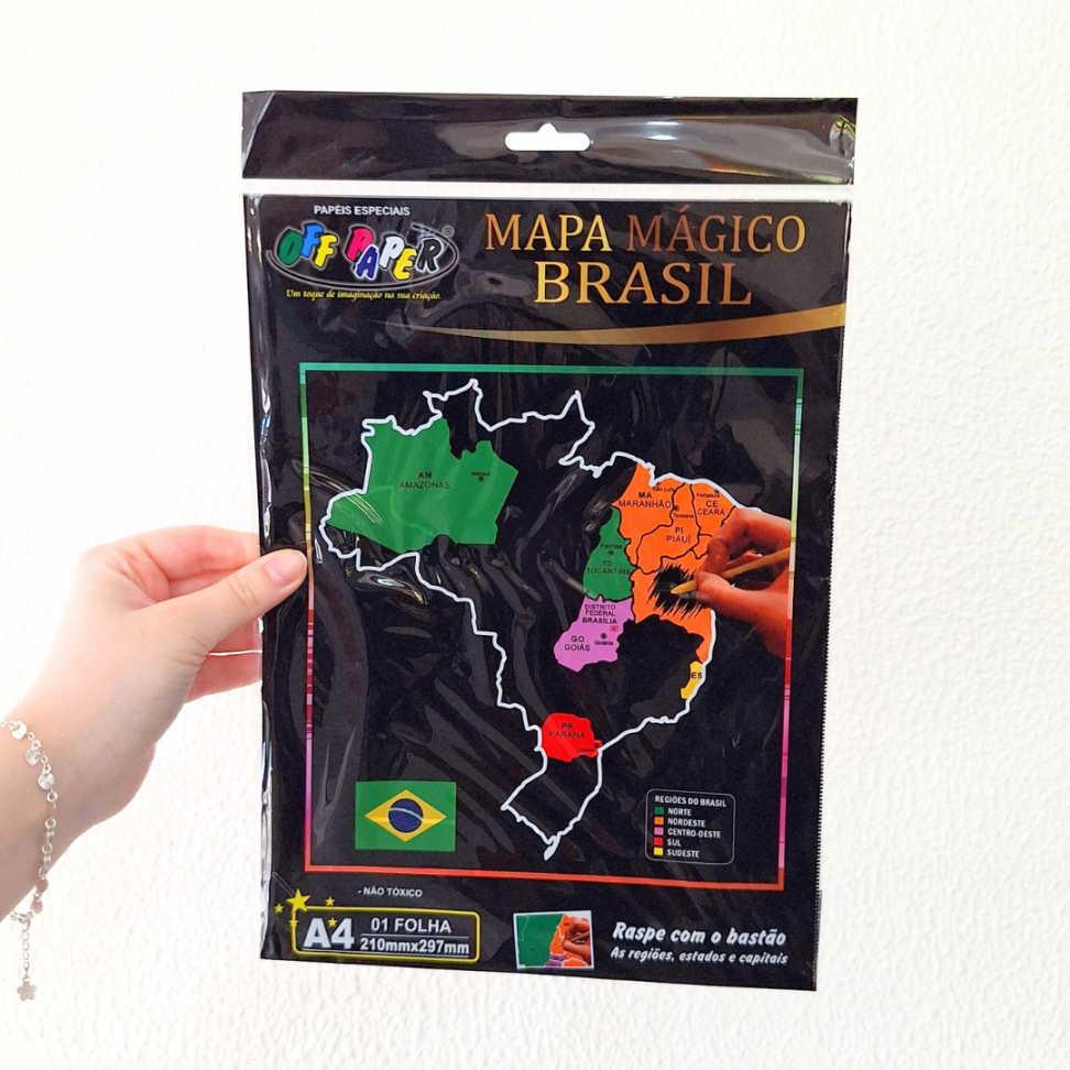 Papel Mágico Mapa Brasil A4 com Bastão Off Paper - #1