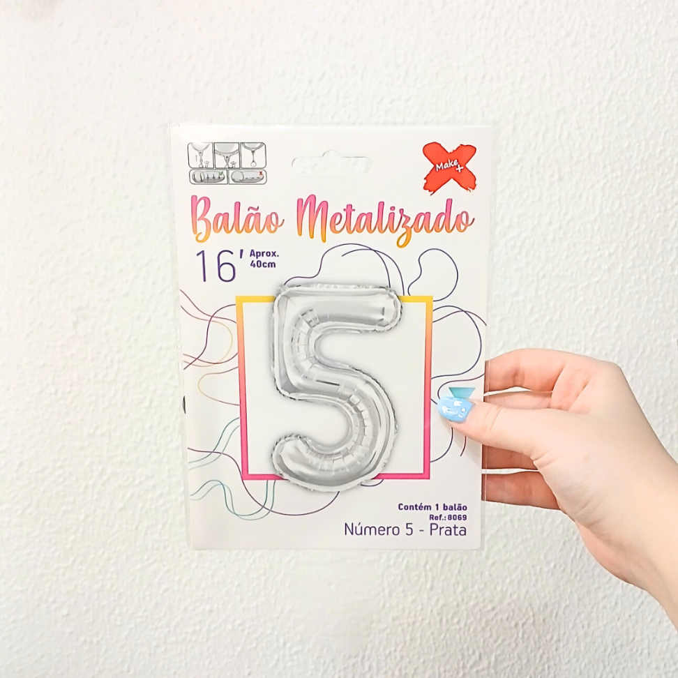 Balão Metalizado 40cm Número 5 Make+ - #5