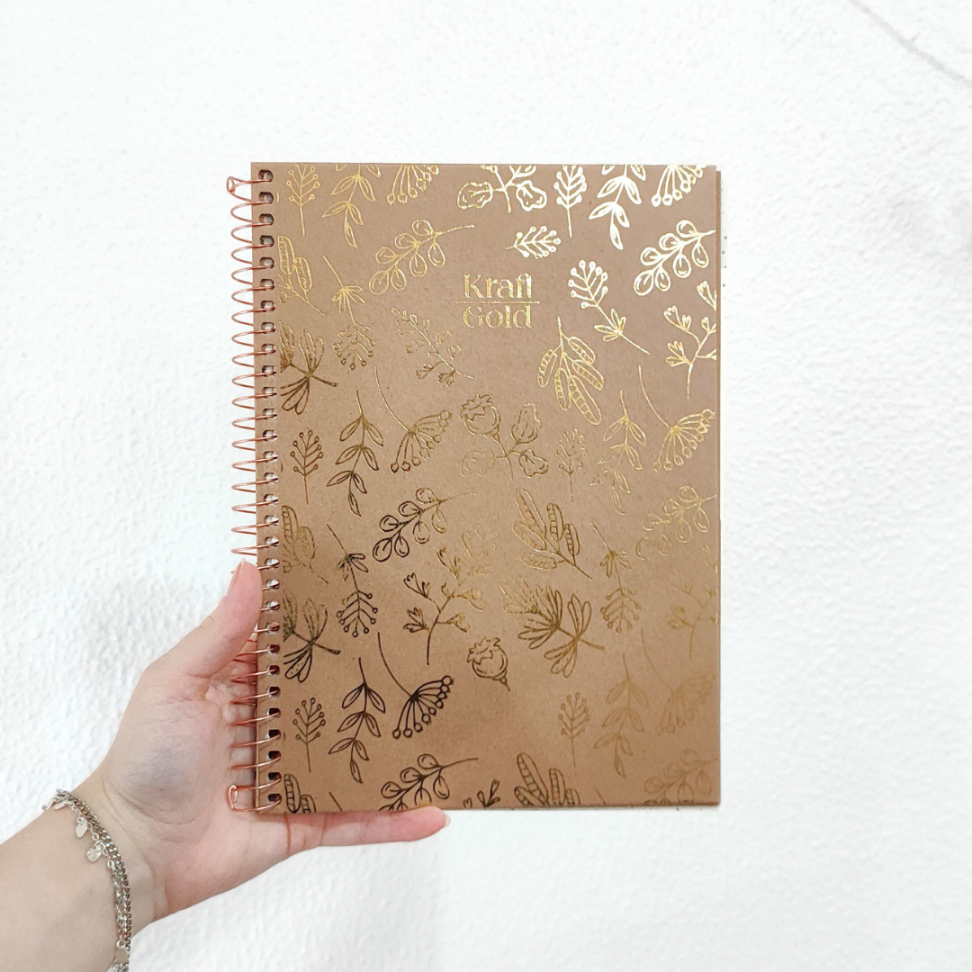 Caderno com Espiral Colegial Kraft Gold 1 Matéria Jandaia - #1