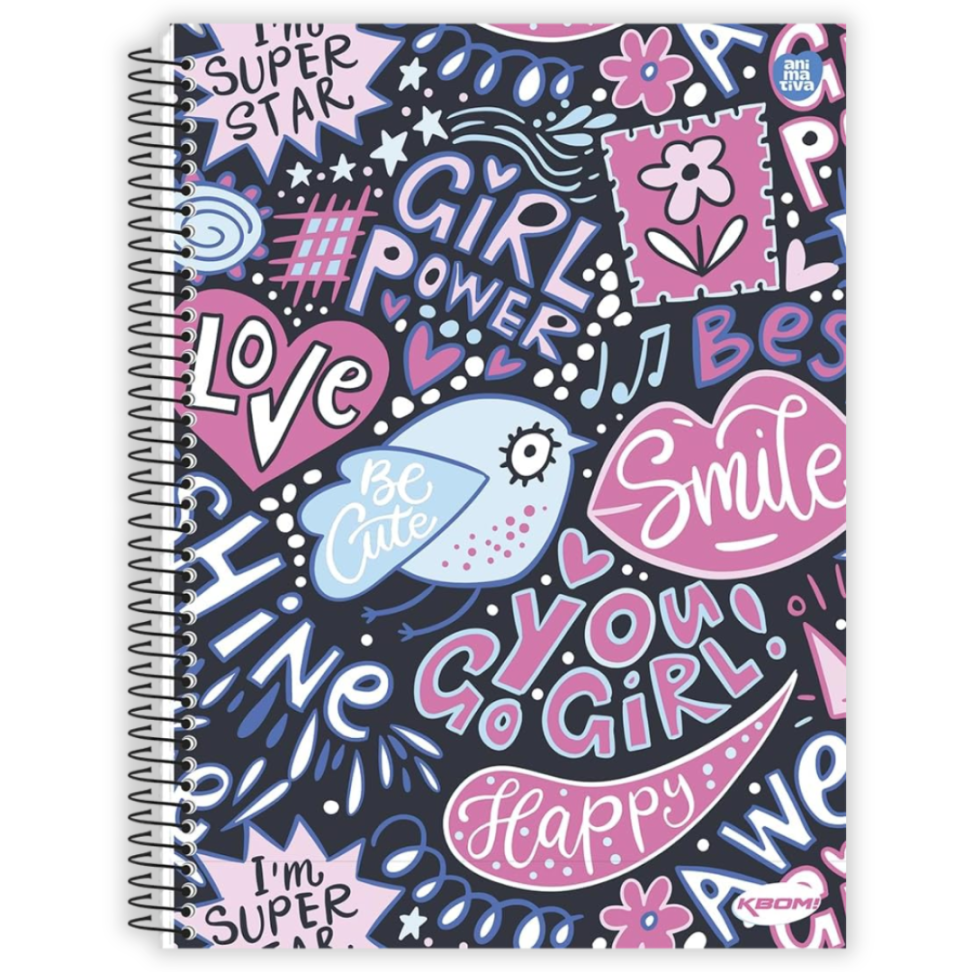 Caderno com Espiral Pequeno 1/4 KBom! Feminino Animativa - #1