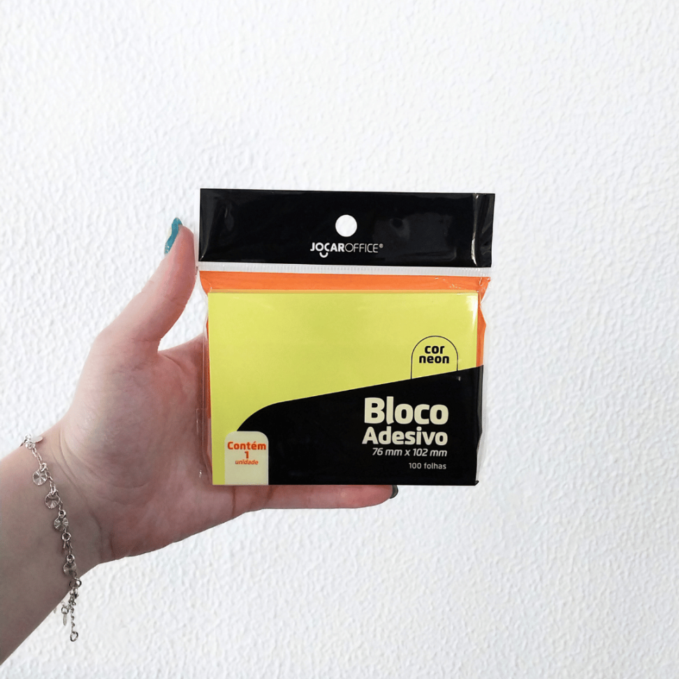 Bloco Adesivo 76mm x 102mm Amarelo Neon Jocar Office - #3