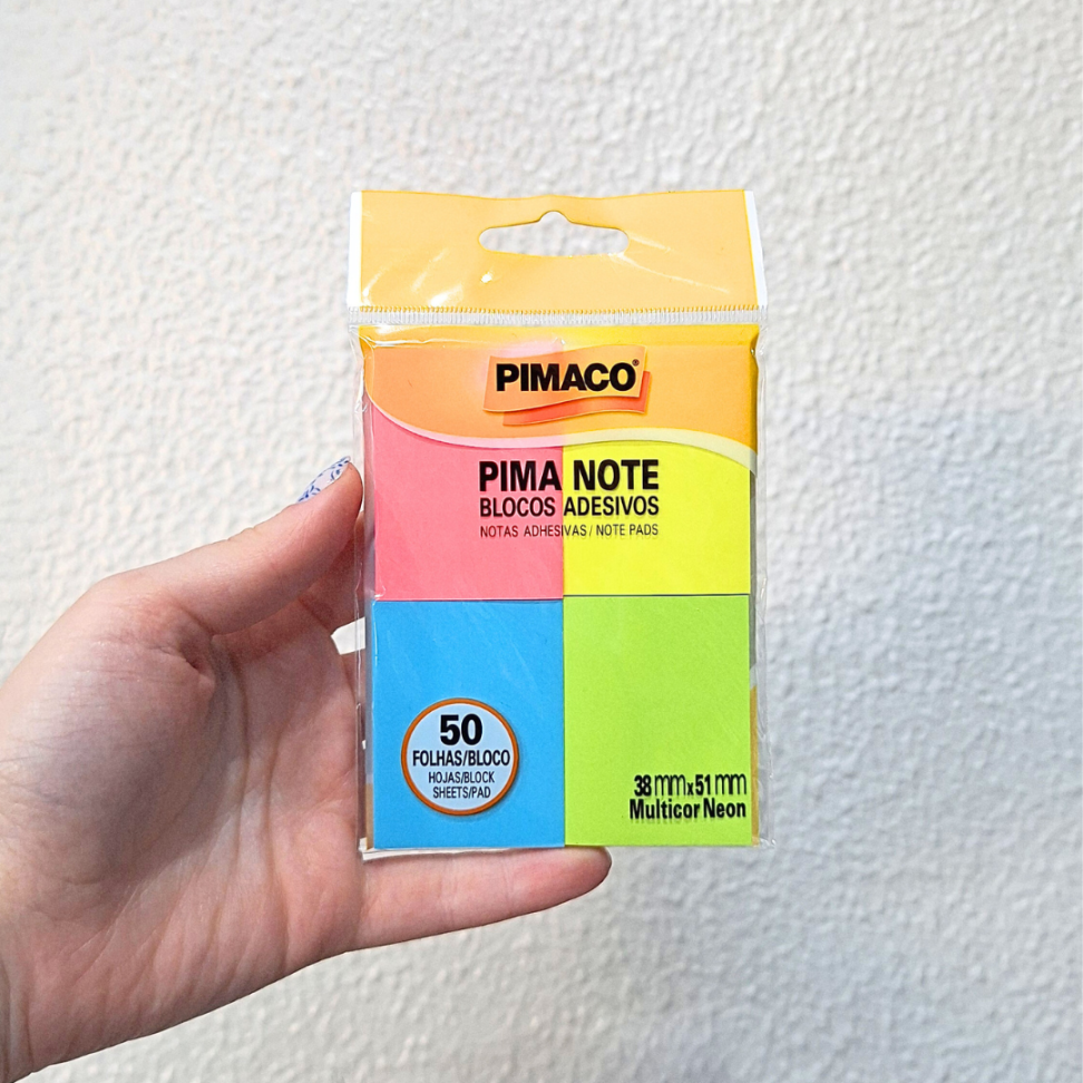 Blocos Adesivos Pima Note 38mm x 51mm 4 Cores Neon Pimaco - #1