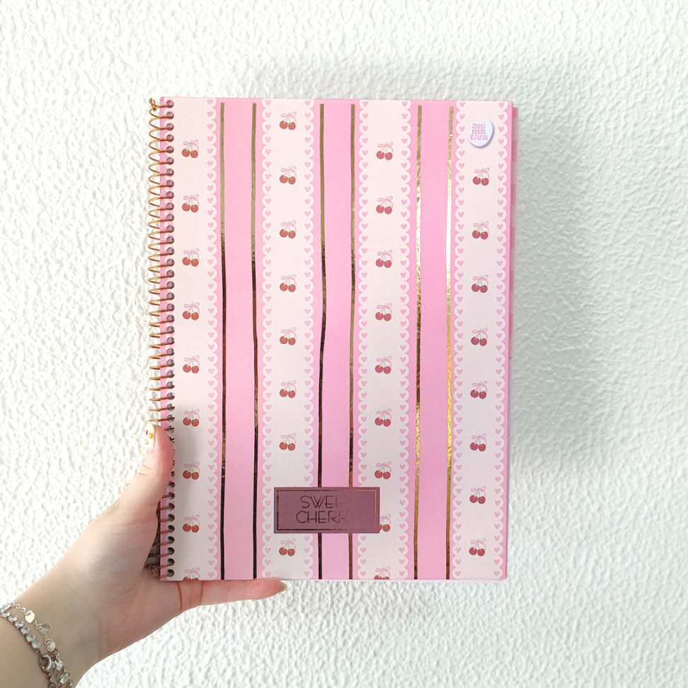 Caderno com Espiral Universitário Sweet Cherry 1 Matéria Animativa - #9
