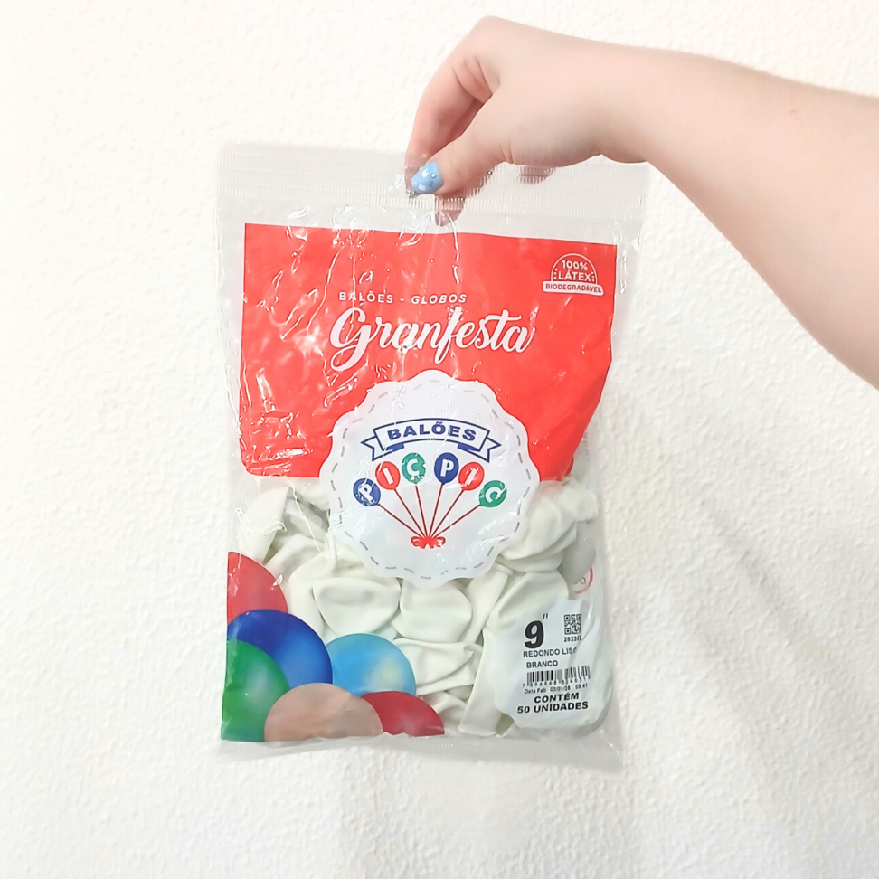 Balões Redondo Liso Branco N.9 50 Unidades Granfesta Pic Pic - #3