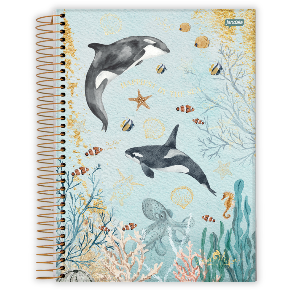 Caderno com Espiral Universitário Sea Life 10 Matérias Jandaia - #1
