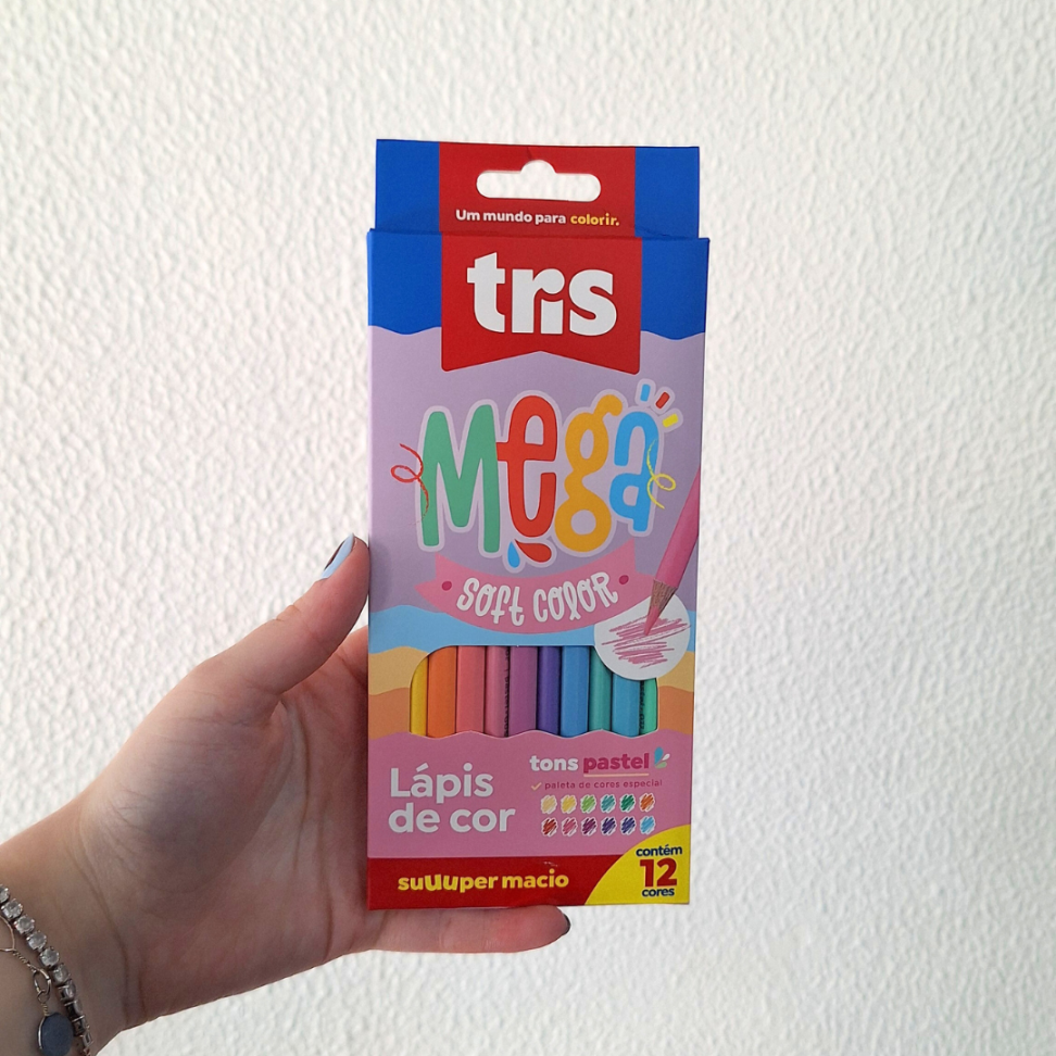 Lápis de Cor 12 Cores Tons Pastel Mega Tris - #1