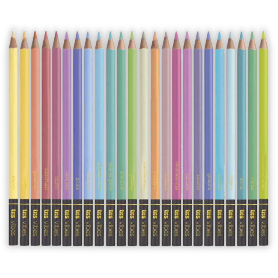 Lápis de Cor 24 Cores + 1 Lápis Grafite 6B Tons Pastel Vibes Tris - #2