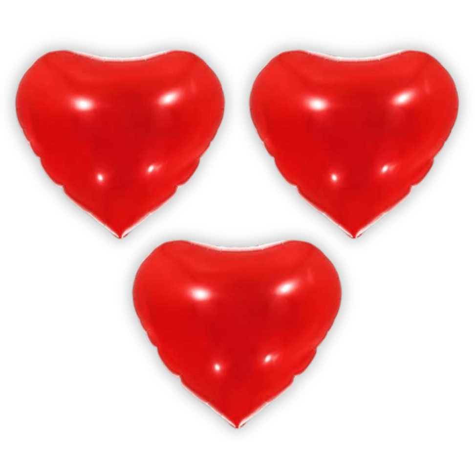 Balão Metalizado 3 Unidades 14cm Coração Vermelho Make+