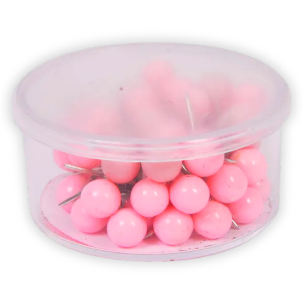 Alfinete para Mapa Tipo Bola Rosa 5mm 50 Unidades ACC